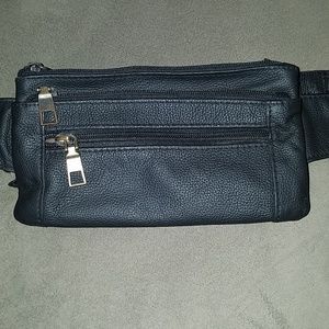 Black leather fanny pack
